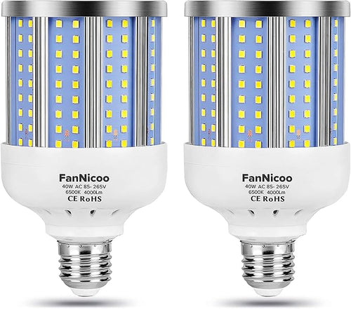 2 Pack 280W Equivalent LED Corn Light Bulb, 4000 Lumen 6500K Cool White by FanNicoo