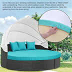 MICTONY Outdoor Daybed Cushion Cover, Sun Bed Round Cushion ONLY, Peacock Blue - Image 5