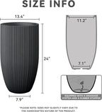 Kante 24 Inch Tall Round Concrete Planter, Large Indoor Outdoor Plant Pots - Image 2