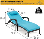 HOMREST Chaise Lounge Chairs Set of 4, PE Rattan Wicker Lounge Chair - Image 3
