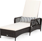 Tangkula Wicker Chaise Lounge Outdoor Set of 2, Patio Rattan Reclining Chaise - Image 9