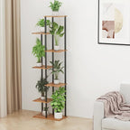 Plant Stand Indoor 7 Tier 8 Potted Metal Wood Plant Shelf, Rustic Brown - Image 6