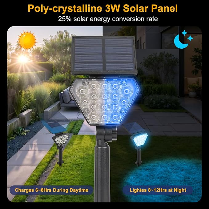 T-SUN Solar Lights Outdoor Waterproof IP65, 12 Pack LED Solar Spot Lights Color - Image 4