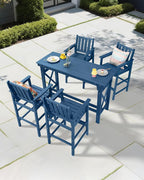 5-Piece HDPE Patio Bar Set, Rectangular Bar Height Table and 4 Adirondack Bar - Image 2