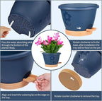 Plastic Plant Pots 10 Inch Set of 4, Self Watering Pots - Image 7