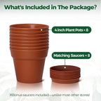 T4U 4 Inch Plant Pots 8-Pack, Small Flower Pots - Image 6