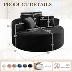 Antetek Oversized Round Chaise Longue Chair Indoor, Modern 55-inch Upholstered - Image 2