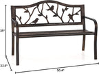 PHI VILLA Outdoor Garden Park Bench Patio 50" Metal Bench, Steel Frame Bench - Image 2