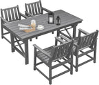 HDPE Patio Dining Set, 5-Piece Outdoor Table and Chairs by SeeHill