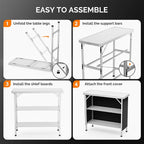 VINGLI Portable Bar Table, 3-Tier Shelves, Mobile Bar Table - Image 5