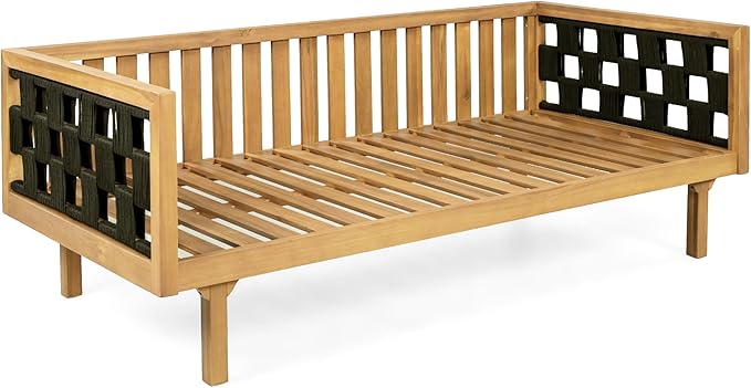 Merax Outdoor 3 Seater Daybed, Acacia Wood Patio Day Bed Couch Sofa - Image 7