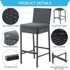 ECOTOUGE Wicker Bar Stools Set of 4, Outdoor Rattan Barstools Counter Height - Image 5