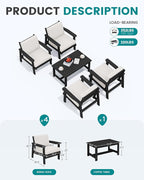 SERWALL Outdoor Patio Furniture Set, 5 Piece HDPE Patio Conversation Sets - Image 2