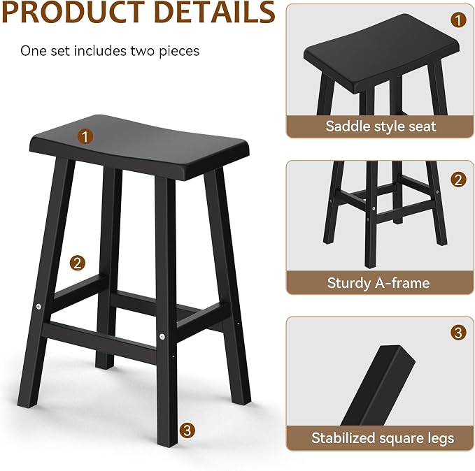 Outdoor Bar Stools Set of 2, Modern Durable Resin Bar Chairs - Image 7