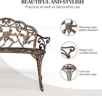 VINGLI 38.5" Patio Park Garden Outdoor Metal Rose Bench, 2-Person Cast Iron - Image 4