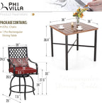 PHI VILLA 5 pcs Outdoor Bar Set, Outdoor Swivel Bar Stool - Image 7