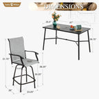Sophia & William Outdoor Bar Set, Patio Bar Table and Chairs Set Patio Dining - Image 6