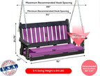 Mission Poly Lumber Wood 5FT Porch Swing Amish Craftsmandship Made in USA HDPE - Image 2