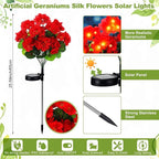 2 Pcs Solar Geraniums Lights Outdoor Waterproof - Image 2
