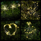FOOING 4 Pcs Solar Garden Lights Solar Firework Lights, 480 LED Solar Powered - Image 2