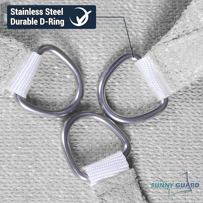 SUNNY GUARD Custom Size 5'x5'x7.1' Silver Grey Sun Shade Sail Right Triangle UV - Image 6