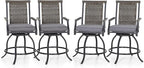 PHI VILLA Outdoor Swivel Bar Stools Set of 4, Rattan Backrest and Wood-Like by PHIVILLAThepioneerofcomfortablehouseholdsupplies