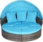 Merax 5 Pieces Outdoor Patio Round Daybed Furniture, All-Weather Wicker - Image 6
