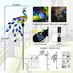 DREAMSOUL Solar Garden Lights Outdoor, Metal Peacock Decor Solar Lights Garden - Image 6