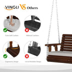 VINGLI Heavy Duty 880 LBS Patio Wooden Porch Swing Outdoor - Image 3