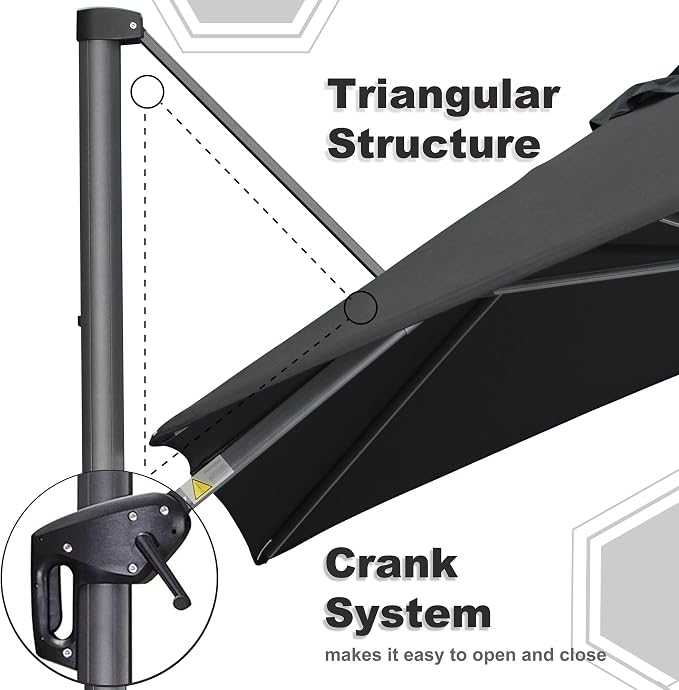 PURPLE LEAF 9' X 11.5' Square Cantilever Umbrella Patio Umbrella - Image 6