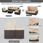 Vicluke 6 Pieces Patio Furniture Sets Outdoor Sectional Sofa Set Rattan Daybed - Image 3