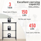 BestOffice 3-Shelf Adjustable Metal Storage Shelves Wire Shelving Unit - Image 4