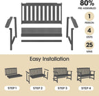Ciokea 49" Heavy Duty Outdoor Bench Set of 2, HDPE Weatherproof Garden Bench - Image 6