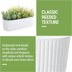 MyGift 12 Inch Ceramic Succulent Planter, Oval Matte White Planter Pot - Image 4