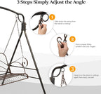 VINGLI Upgraded Metal Patio Porch Swing, 660 LBS Weight Capacity Steel Porch - Image 3