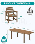 SERWALL 7-Piece Patio Dining Sets, All Weather HDPE Outdoor Furniture Set - Image 2
