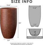 Kante 24 Inch Tall Round Concrete Planter, Large Indoor Outdoor Plant Pots - Image 2