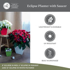The HC Companies 8 Inch Eclipse Square Planter Pots w/Drainage Holes & Attached - Image 4