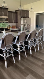 PURPLE LEAF French Counter Height Bar Stool Set of 4 White Print Finish Patio - Image 3