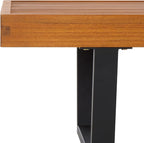 SAFAVIEH Outdoor Patio Furniture Heather Natural Brown Solid Wood & Black Legs - Image 5