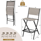 COSTWAY Outdoor Patio Bar Chair Set of 4, Folding Bar Height Stool - Image 7