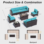 ALAULM 10 Pieces Outdoor Patio Furniture Set - Image 7