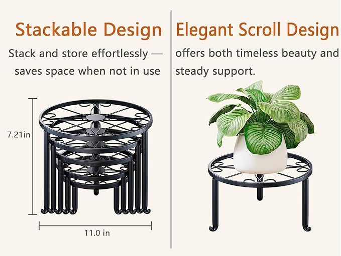 5 Pack Metal Outdoor Plant Stand Heavy Duty Plant Pot Stands - Image 5