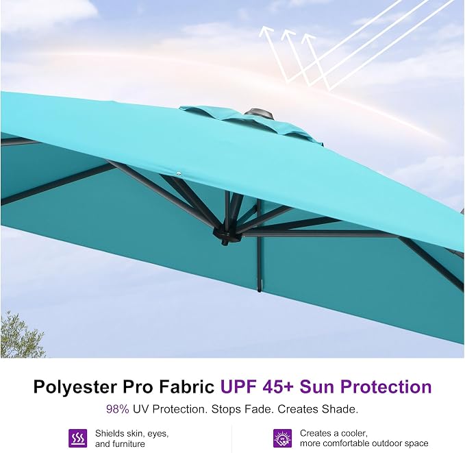 PURPLE LEAF 8 Feet Square Cantilever Umbrella Patio Umbrella - Image 6