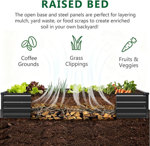 3 Pack 6x3x1FT Galvanized Raised Garden Bed Kit, Outdoor Metal Planter Box - Image 2