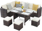 Wisteria Lane Patio Furniture Set, 7 Piece Outdoor Dining Sectional Sofa - Image 7