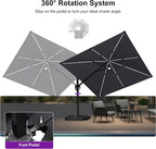PURPLE LEAF 10 Feet Patio Umbrella Outdoor Cantilever Solar Powered LED Swivel - Image 8