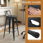 Giantex Metal Bar Stools Set of 4, Rubber Feet, Industrial Stackable Barstools - Image 4