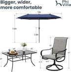 PHI VILLA 8 Piece Outdoor Furniture Patio Dining Set, 6 Swivel Textilene Fabric - Image 7