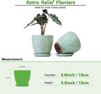 6 Inch Retro Ceramic Planter Set of 2 - Image 3